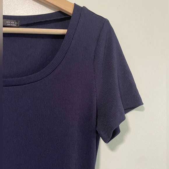 Shein Women’s Navy Blue Drawstring Ruched Side Scoop Neck Dress - Medium - Picture 6 of 10